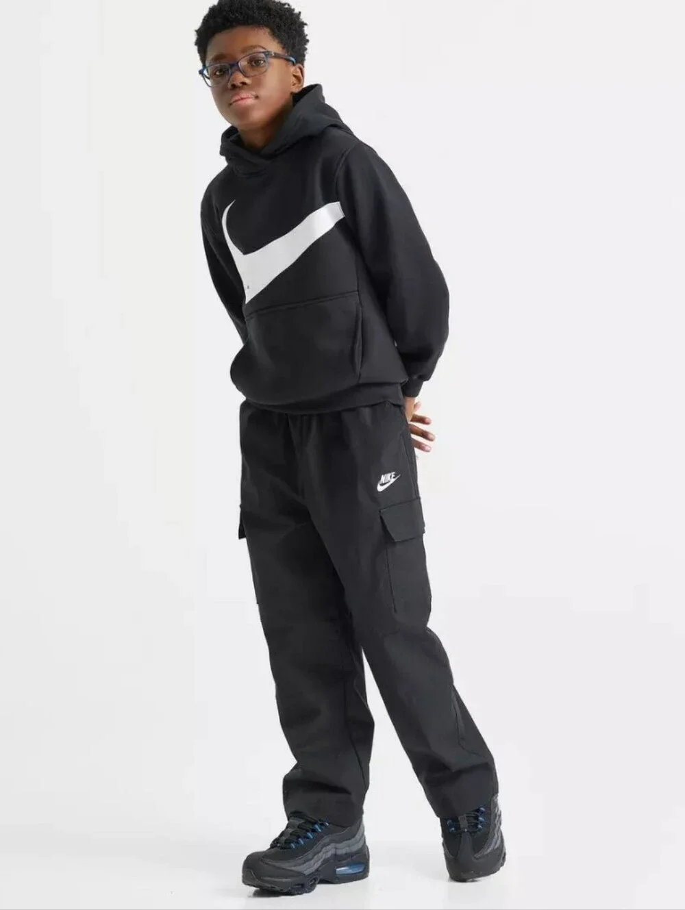 Nike Big Kids' Sportswear Club Woven Cargo Pants - Black